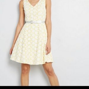Modcloth Yellow and White Dress